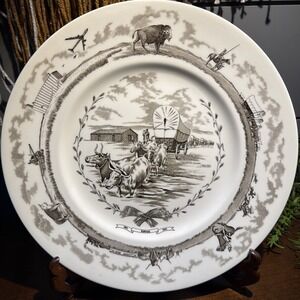 Vernon Kilns Frontier Days Kansas 1861-1961 Dinner Plate 10.5" 1950 EUC HTF RARE